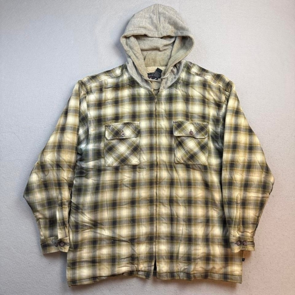 Moose Creek Plaid Hooded Sherpa Flannel Jacket XL